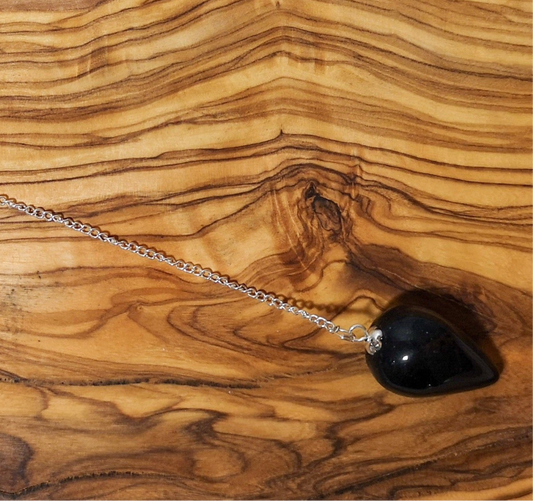 Pendule goutte obsidienne noire