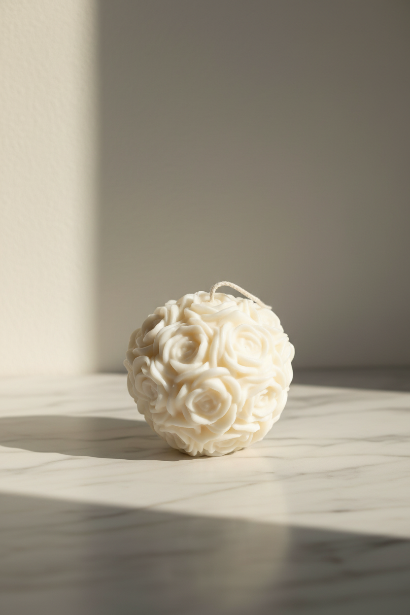 Bougie boule de roses