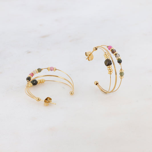 Créoles Abatina - pierres naturelles - Tourmaline