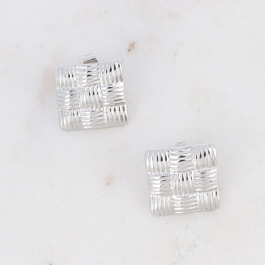 Boucles puces Olympe - effet osier tressé - argentées