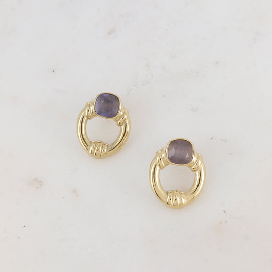 Boucles Azra opale bleue