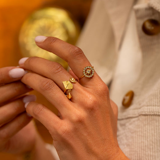 Bague Nemphys - 3 feuilles de ginkgo
