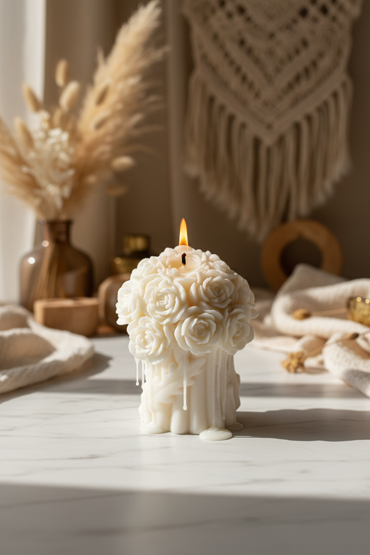 Bougie bouquet de fleurs