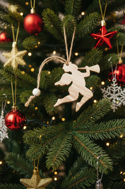 Lot de 3 Décorations Artisanales de Noël en Bois - Cherubin