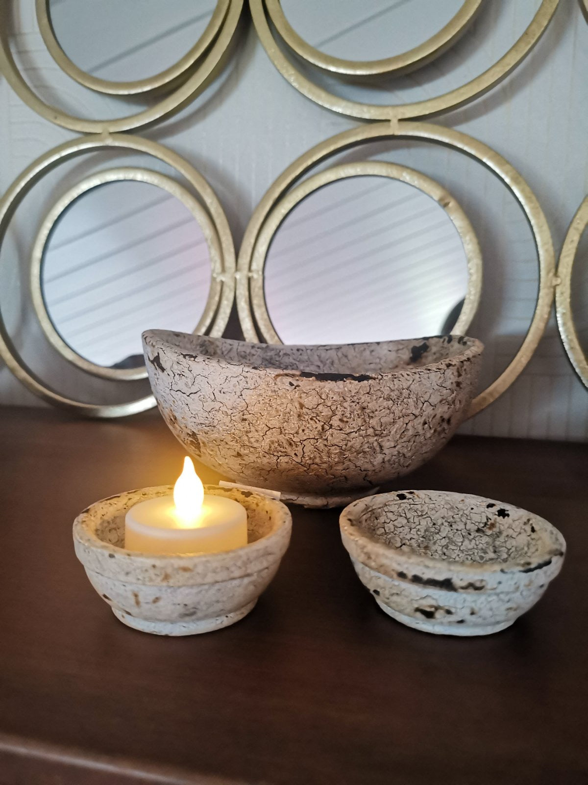The Burned Curved Bowls - Antique - Set of 3