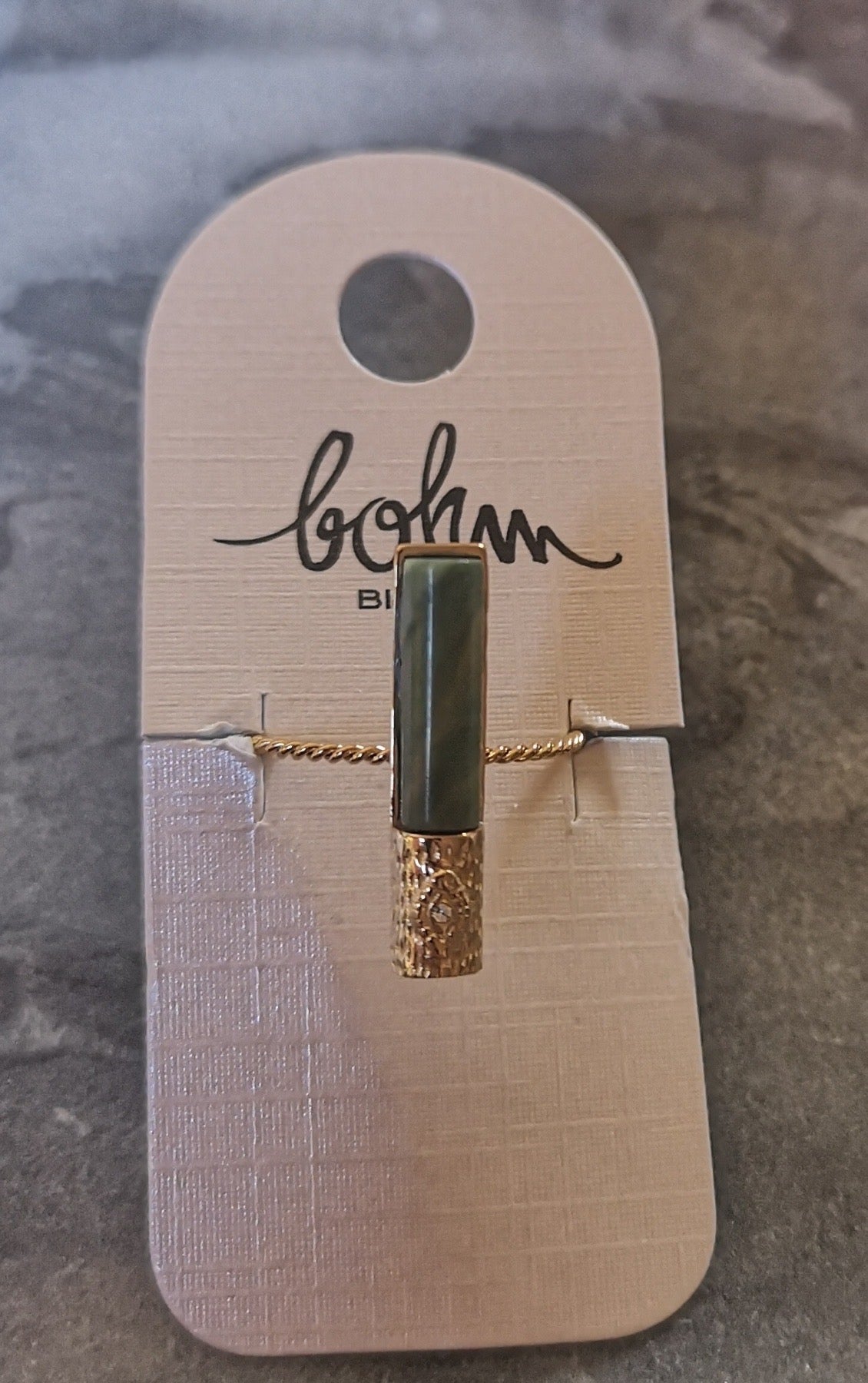 Bague Cyle dorée jaspe vert