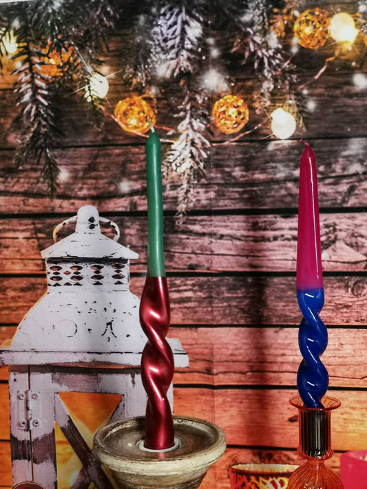 Lot de 4 bougies Torsade bleues