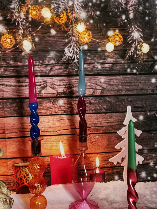 Bougie Torsade en bordeaux et bleu