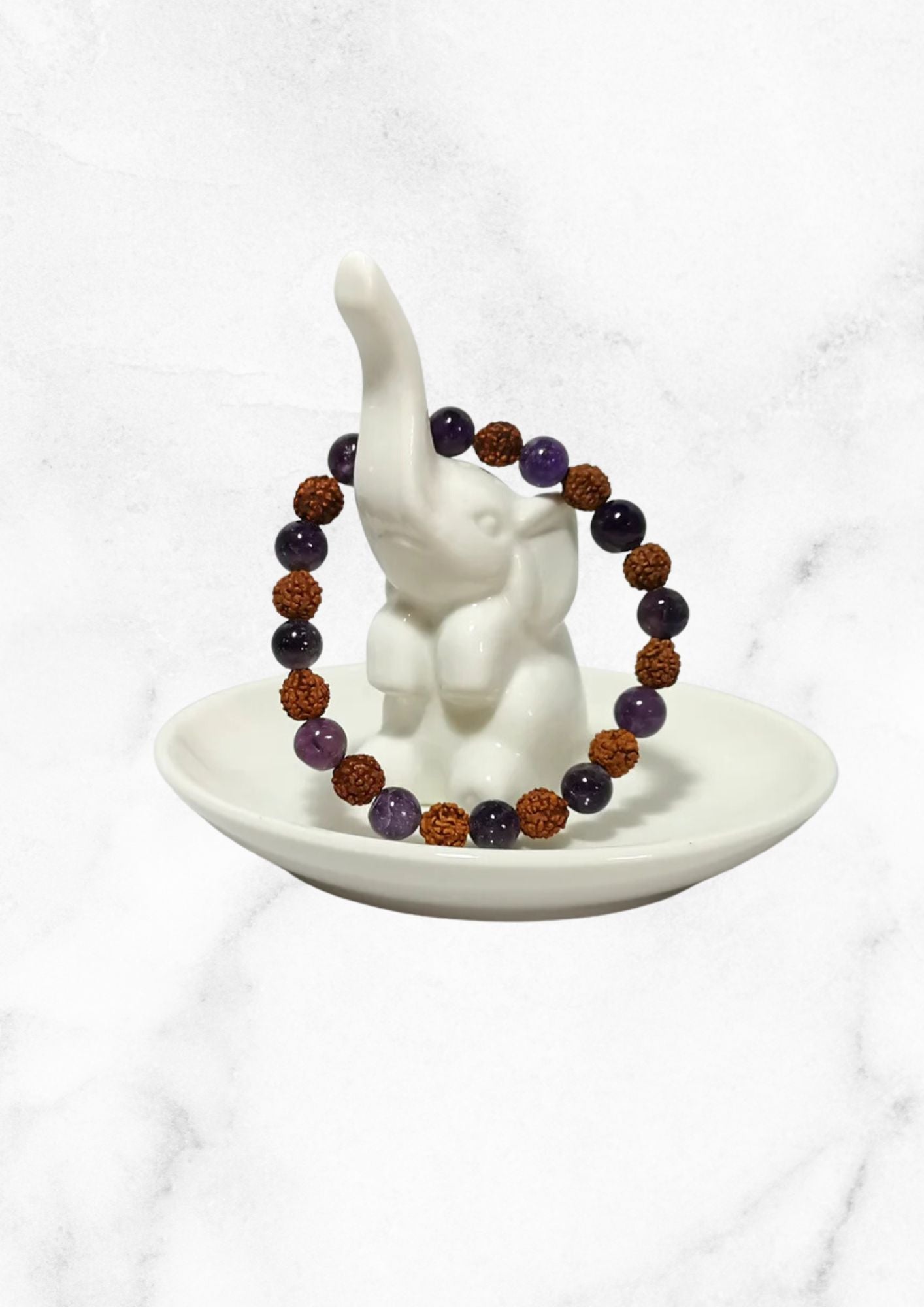 Bracelet Rudraksha et Améthyste