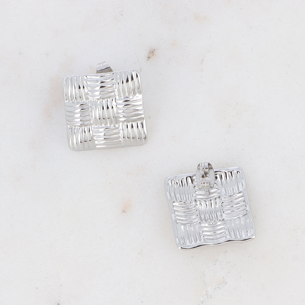 Boucles puces Olympe - effet osier tressé - argentées