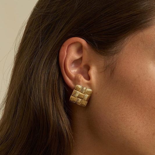 Boucles puces Olympe - effet osier tressé - dorées