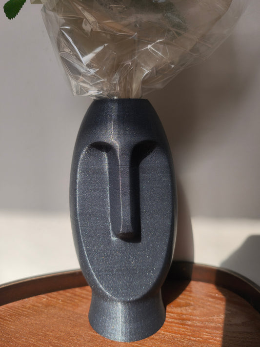 Vase Moai - Volcan gris - Grande taille - Impression 3D