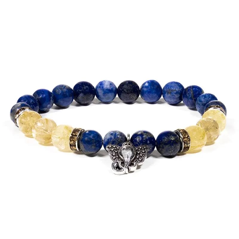 Bracelet en Lapis lazuli et Quartz rutile