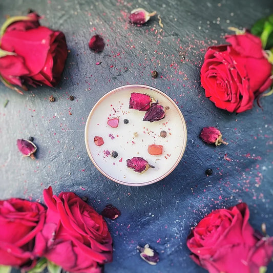 Bougie Elément "Feu" Bois de Santal, Cannelle, Poivre noir et Jaspe rouge