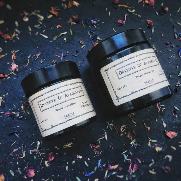 Bougie "Détente et Apaisement " Lavande, Cristal d'Améthyste