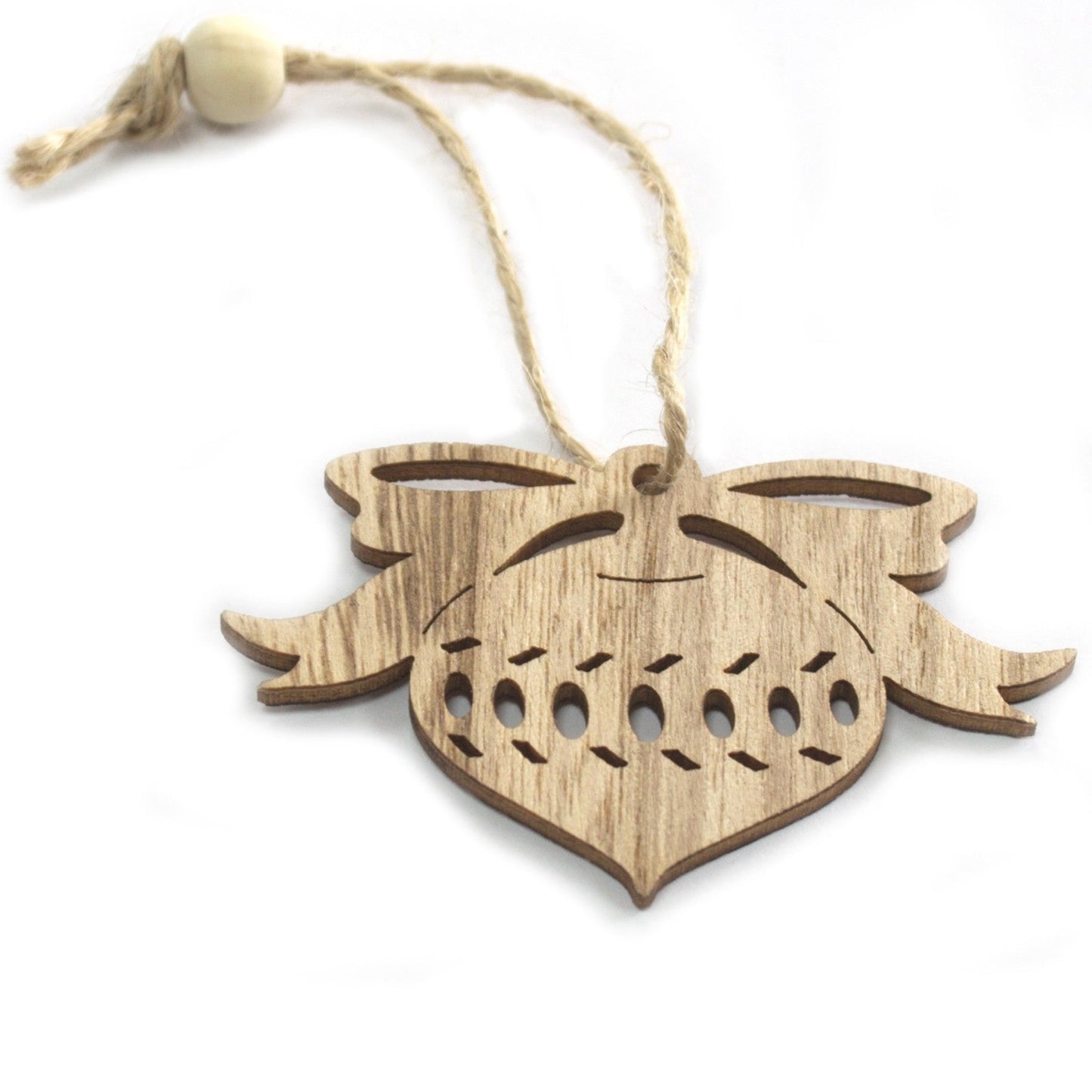 Lot de 3 Décorations Artisanales de Noël en Bois - Boule de Noël