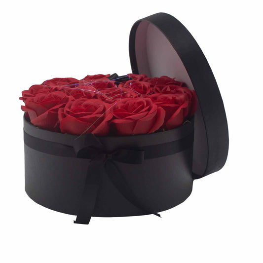 Bouquet de fleurs de savon - Roses Rouges - Rond