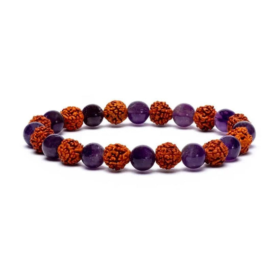 Bracelet Rudraksha et Améthyste
