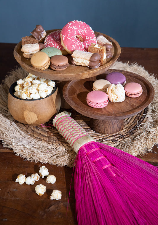 Plat à gâteau en teck L