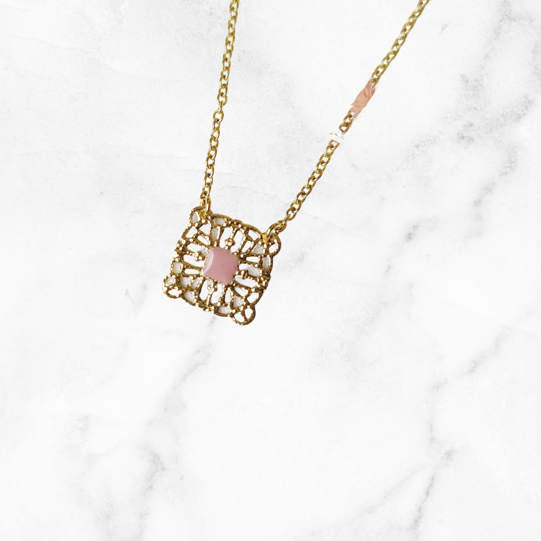 Collier Simone Rose poudré