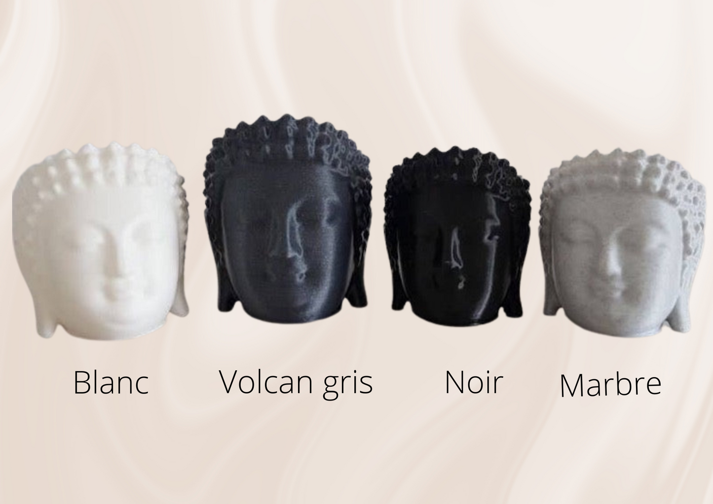 Pot tête de Bouddha - Volcan gris - Grande taille - Impression 3D