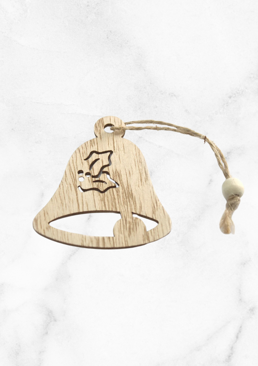 Lot de 3 Décorations Artisanales de Noël en Bois - Cloche