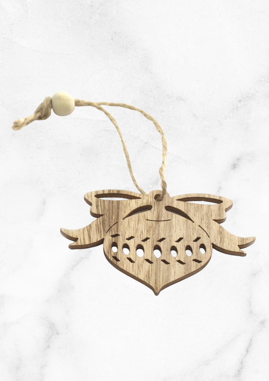 Lot de 3 Décorations Artisanales de Noël en Bois - Boule de Noël