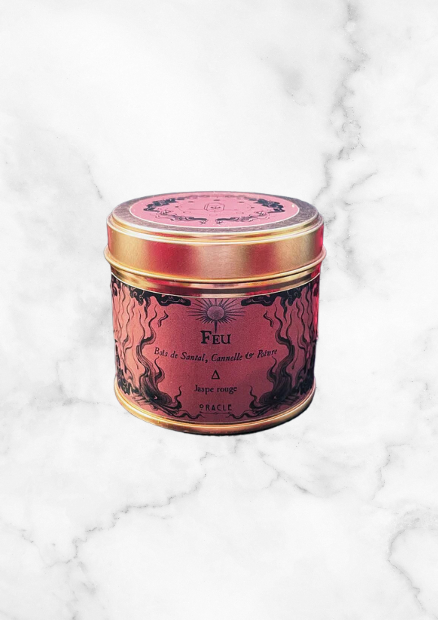 Bougie Elément "Feu" Bois de Santal, Cannelle, Poivre noir et Jaspe rouge