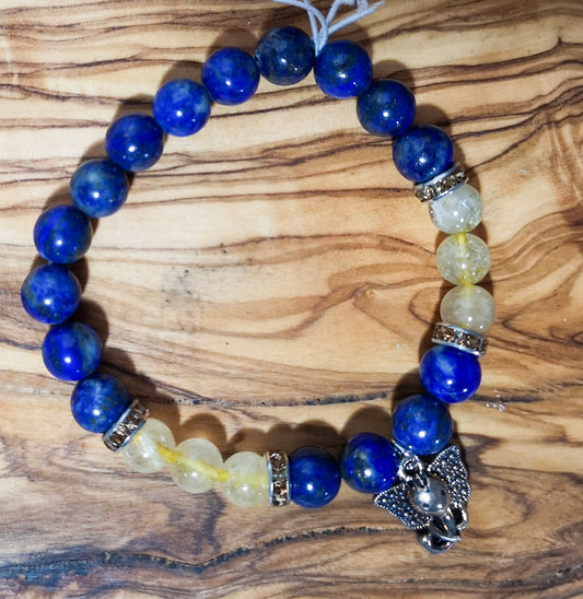 Bracelet en Lapis lazuli et Quartz rutile