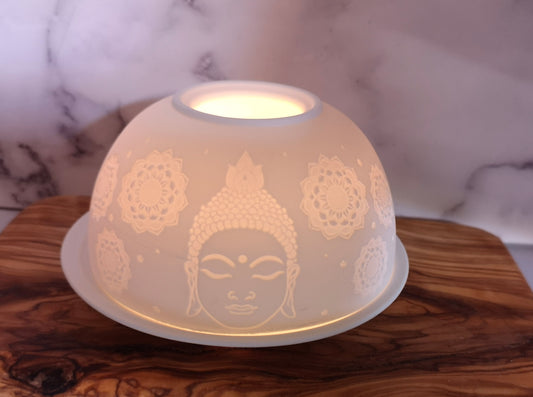Lithophanie / Photophore blanc - Bouddha