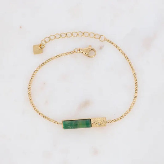 Bracelet Cyle doré jaspe vert