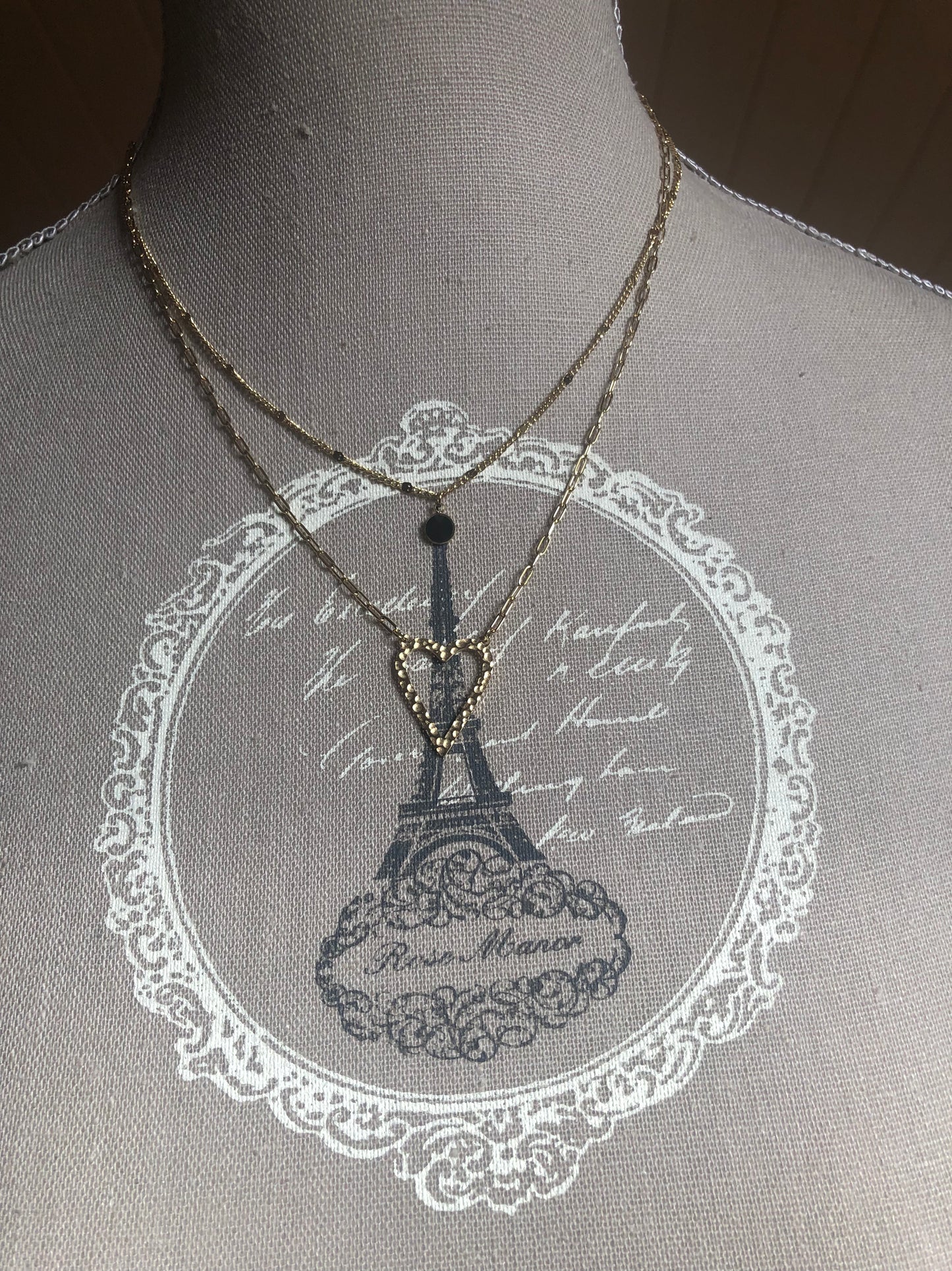 Collier Célian doré et cristal noir