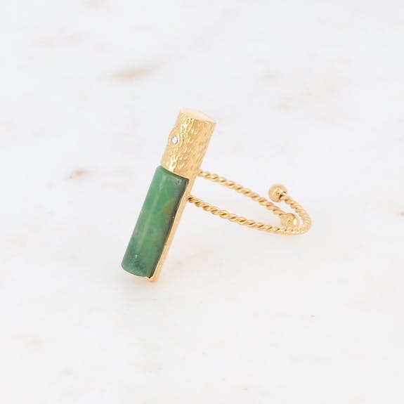 Bague Cyle dorée jaspe vert