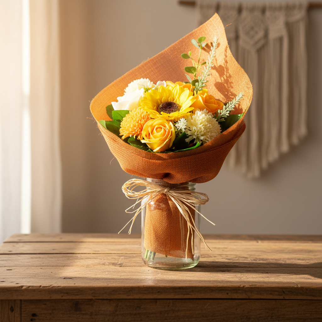 Bouquet de fleurs en savon - orange