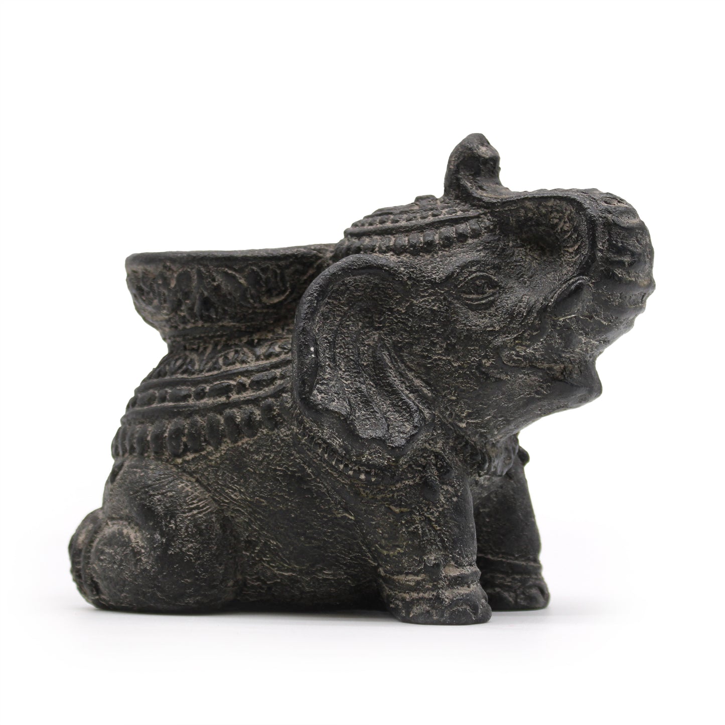Brûleur d'Encens & Bougeoir Éléphant (noir antique)