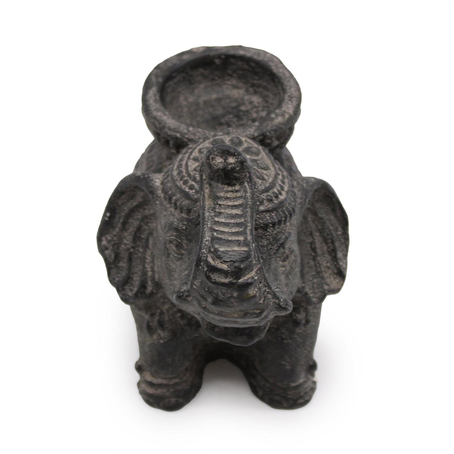 Brûleur d'Encens & Bougeoir Éléphant (noir antique)