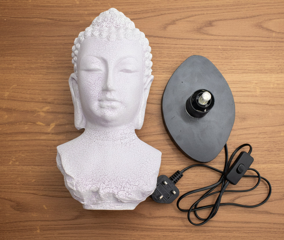 Lampe Buste de Bouddha – Lavande Craquelée