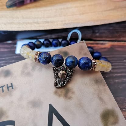 Bracelet en Lapis lazuli et Quartz rutile