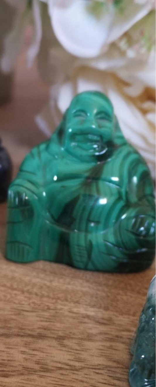 Statuette de Bouddha en malachite