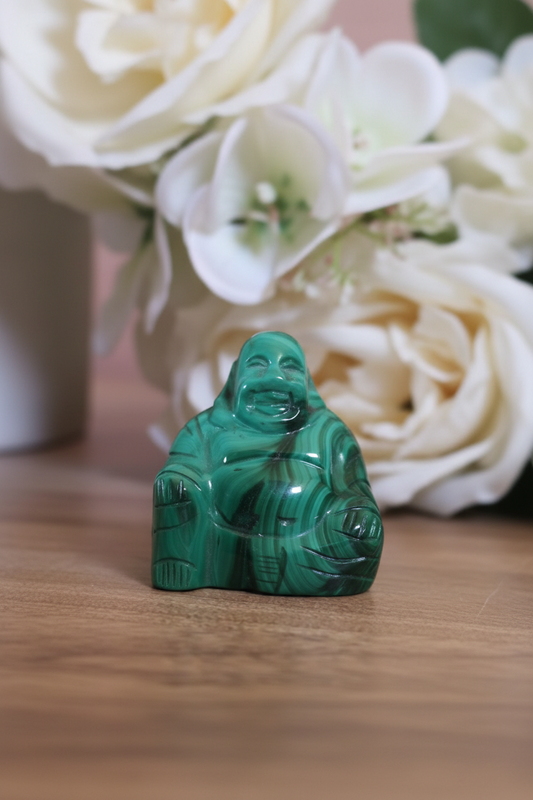 Statuette de Bouddha en malachite
