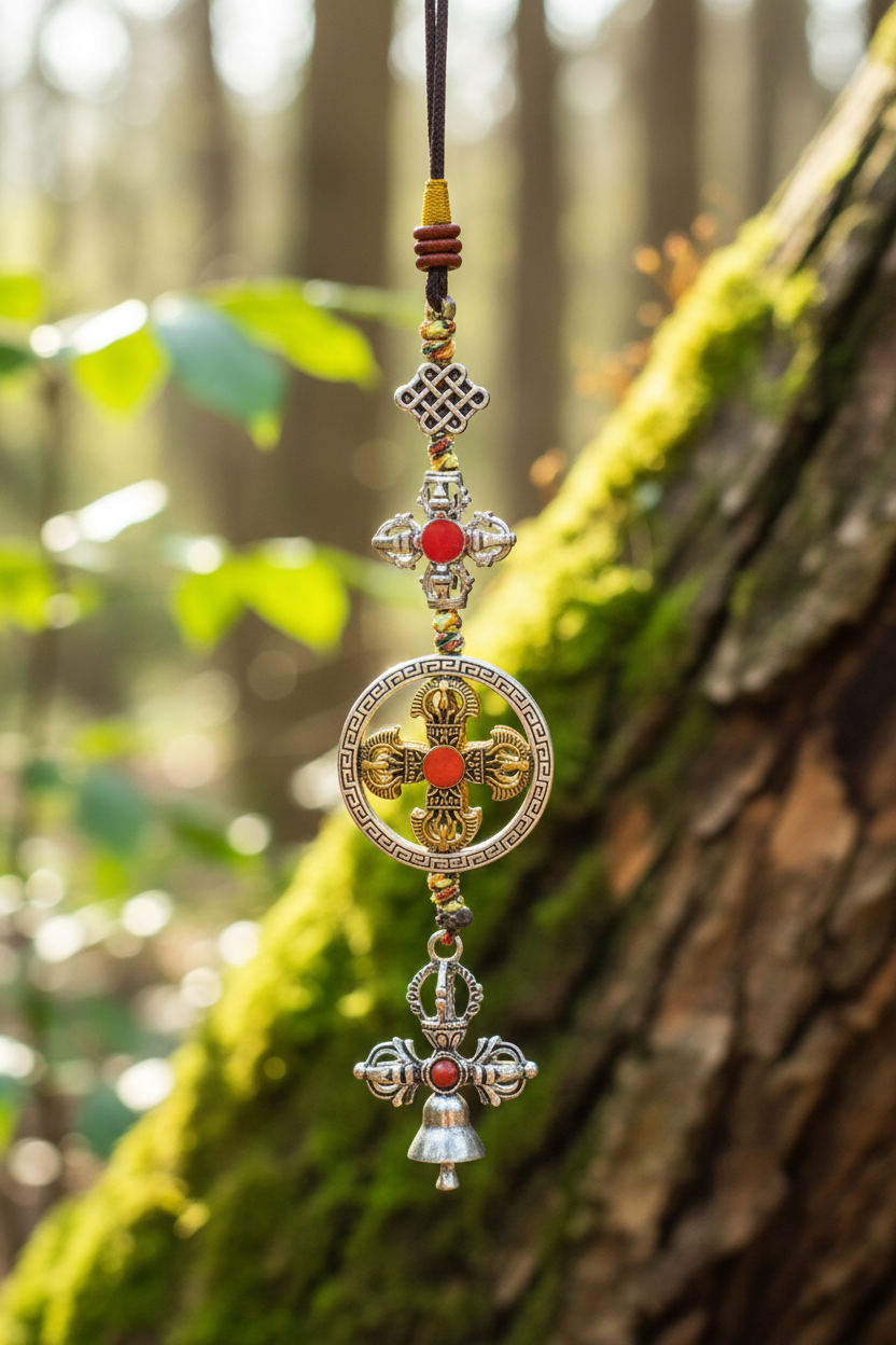 Pendentif de protection double Dorje cloche