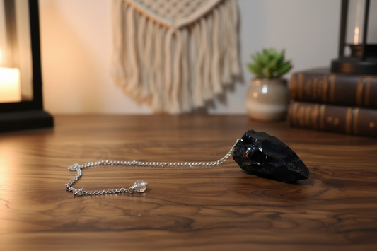 Pendule obsidienne noire brute
