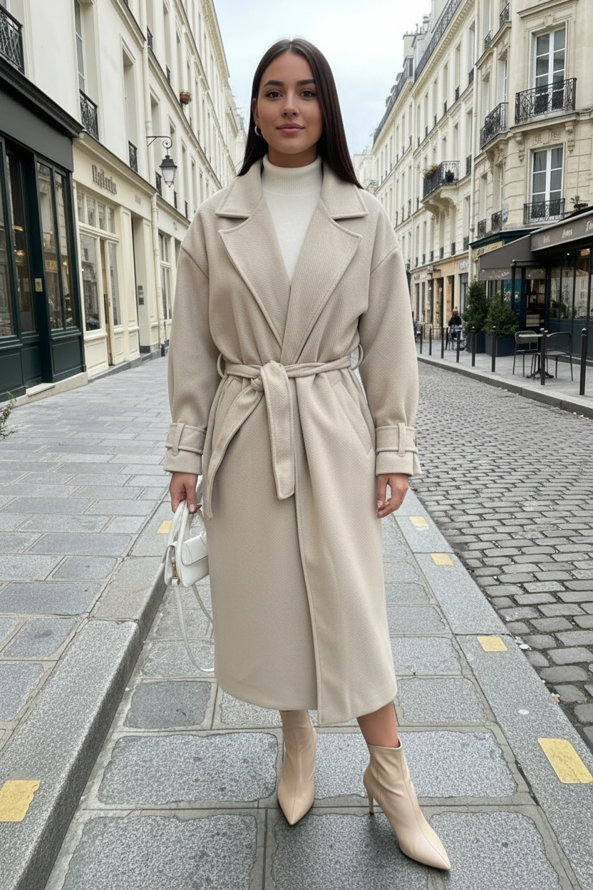 Manteau à poches avec ceinture