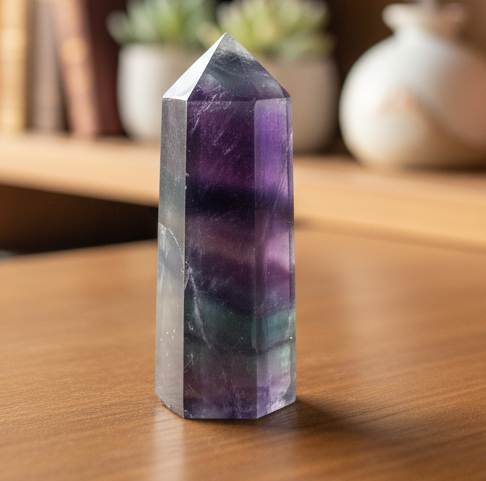 Pointes polies en fluorite arc-en-ciel