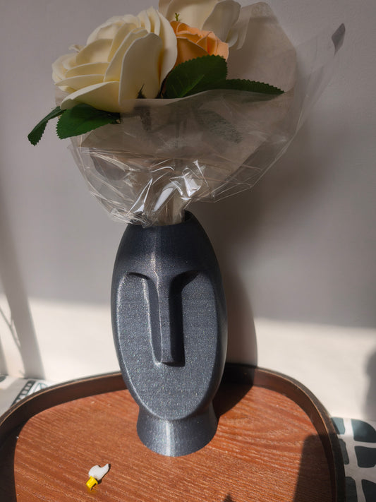 Vase Moai - Volcan gris - Grande taille - Impression 3D