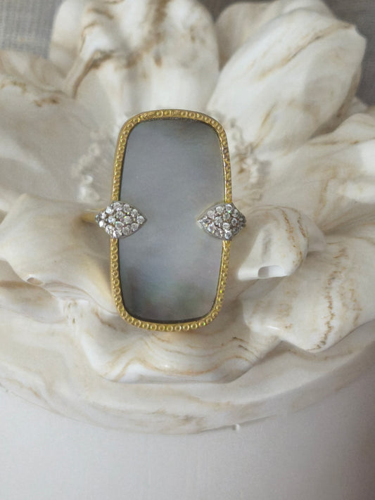 Bague Sangha — Nacre grise T.56