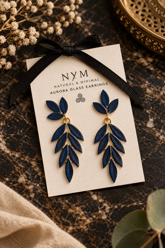 Boucles Nymphe bleu longue goutte