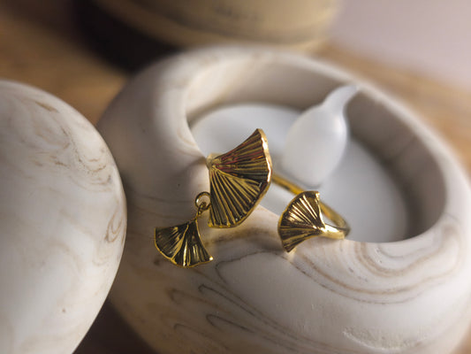 Bague Nemphys - 3 feuilles de ginkgo