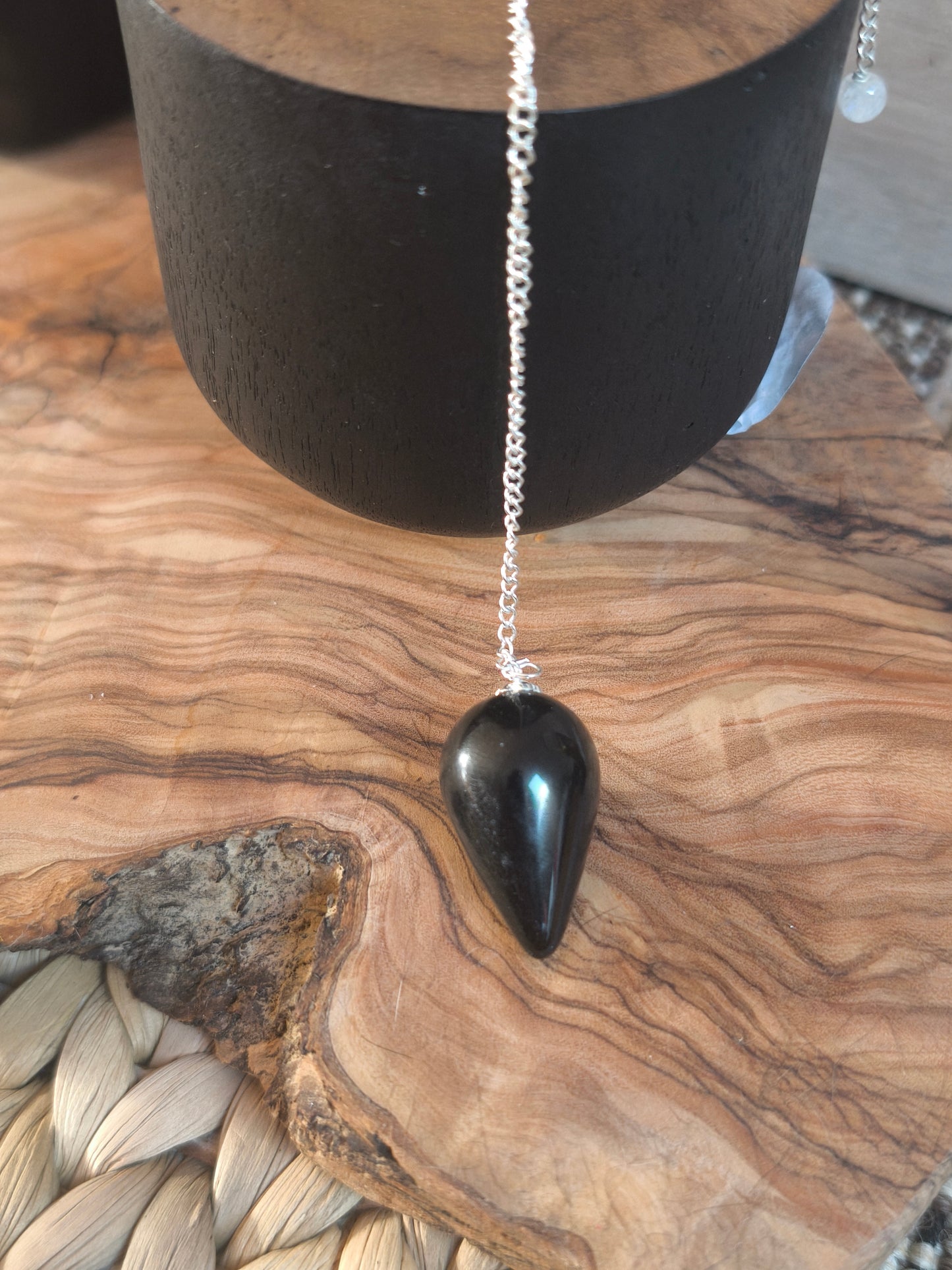 Pendule goutte obsidienne noire