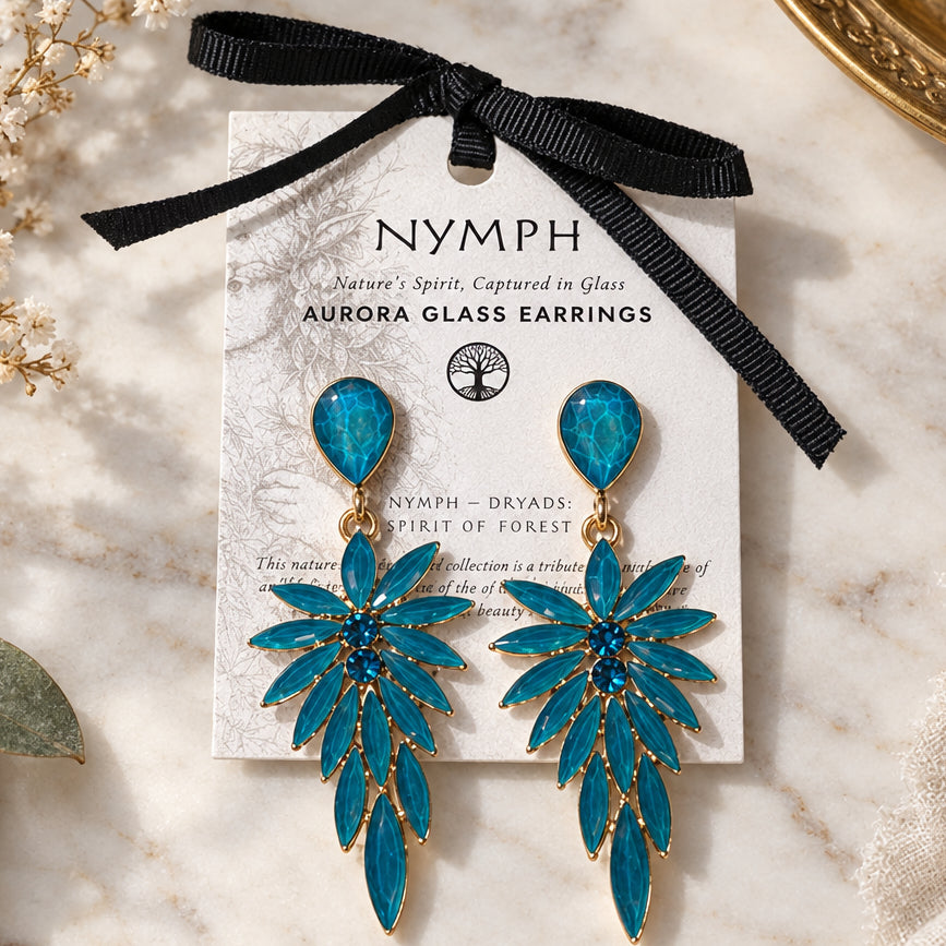 Boucles Nymphe turquoise longue goutte